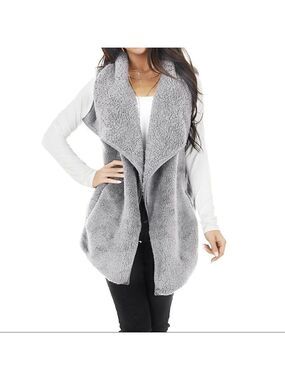 Cozycore Oversized Teddybear Vest Open Front Fleece Like Pockets Rene Rofe Small